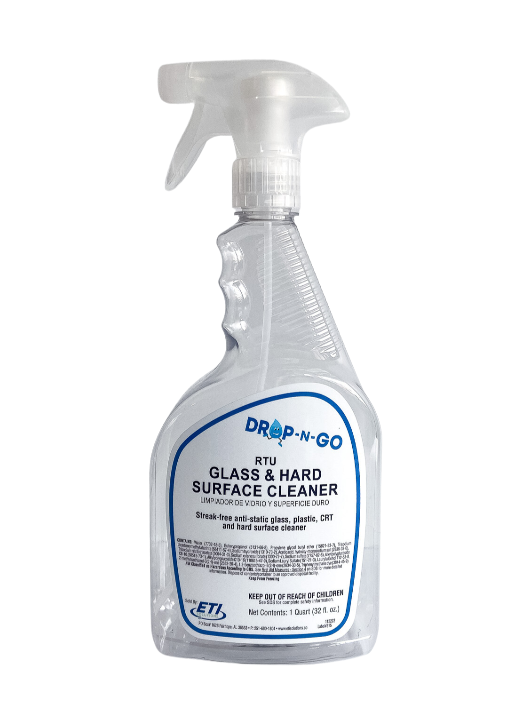 Drop n Go Glass & Hard Surface Cleaner - Spray Bottle/Trigger